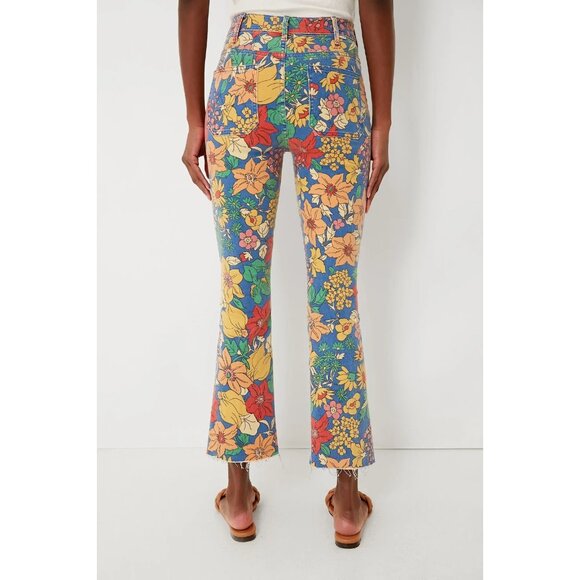 NWT Mother Hustler Patch Pocket Ankle Fray in Fresh Blooms Floral Crop Jeans 29 - Picture 2 of 16